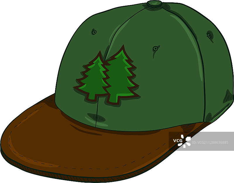 卡通绿色平顶老式帽子图片素材