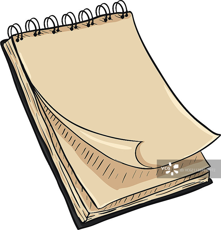 白色背景上的卡通螺旋笔记本图片素材