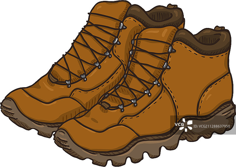 卡通棕色登山靴图片素材
