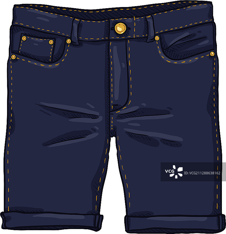 卡通深蓝色牛仔短裤图片素材