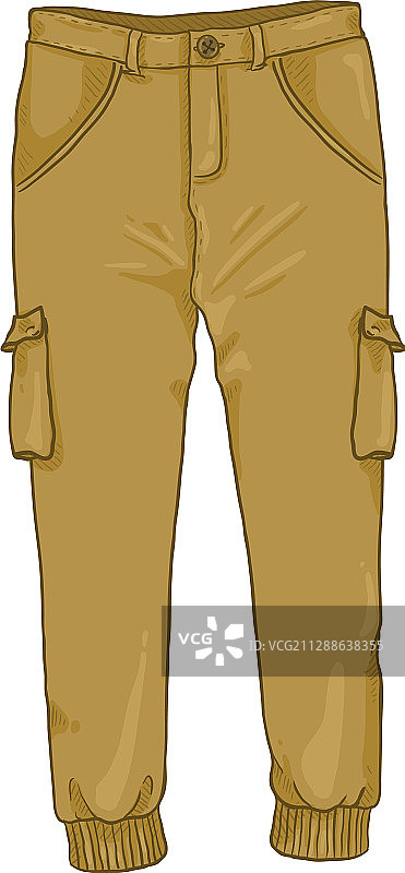 卡通浅棕色慢跑裤图片素材