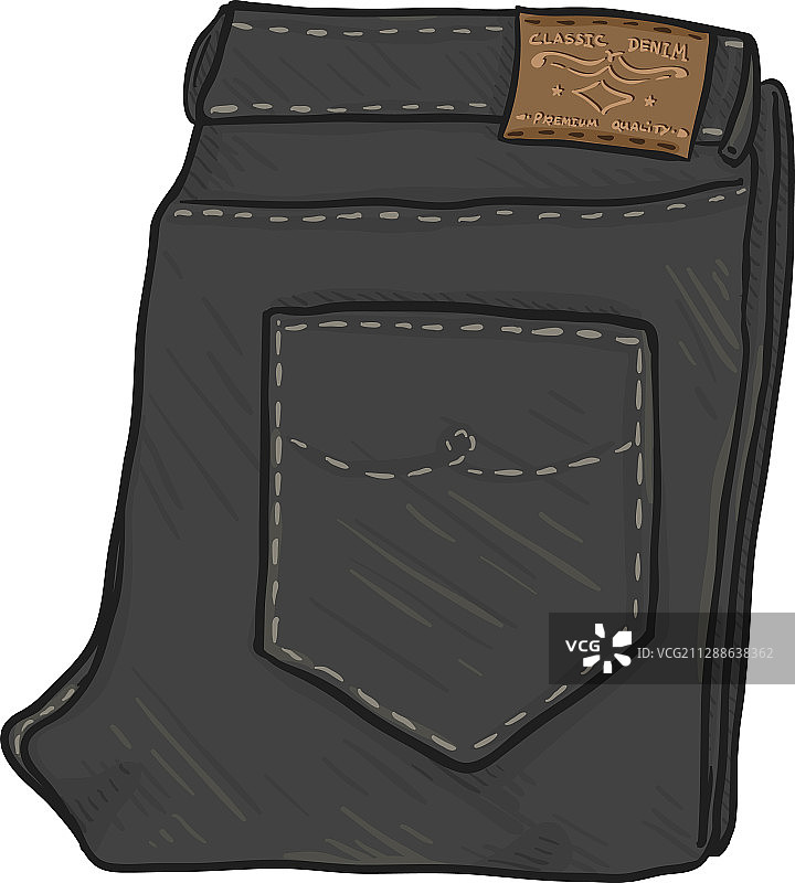 卡通折叠黑色牛仔裤图片素材