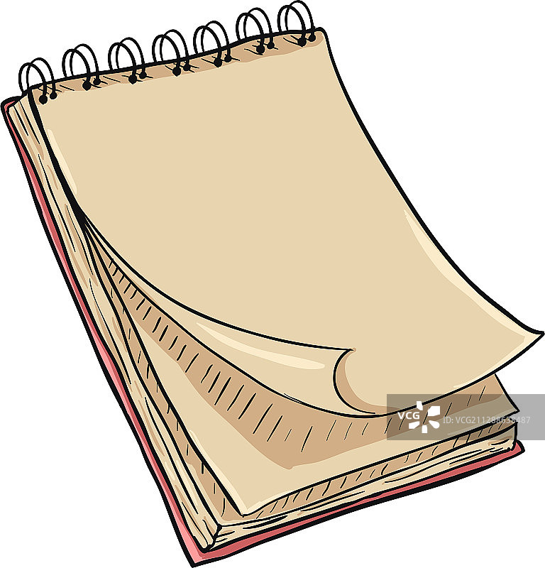 白色背景上的卡通螺旋笔记本图片素材