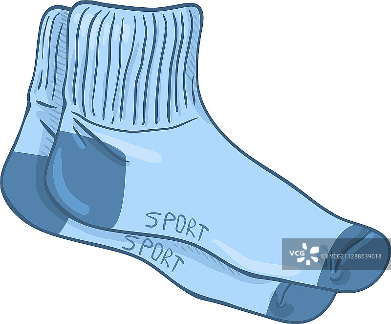 卡通运动风蓝色袜子图片素材