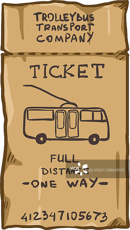 卡通棕色有轨电车票图片素材