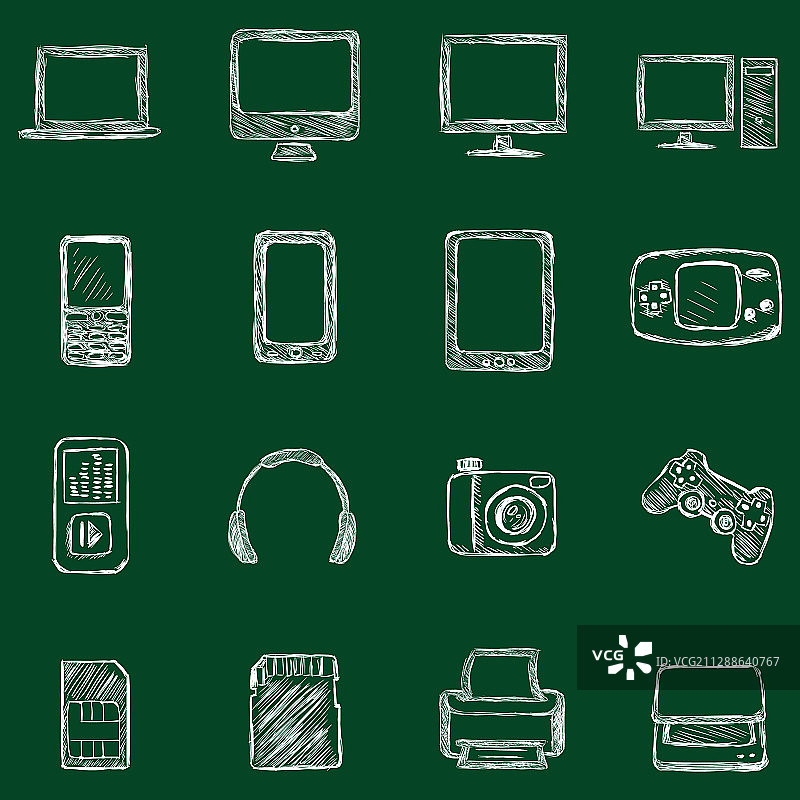 粉笔、电脑设备图标素材图片素材