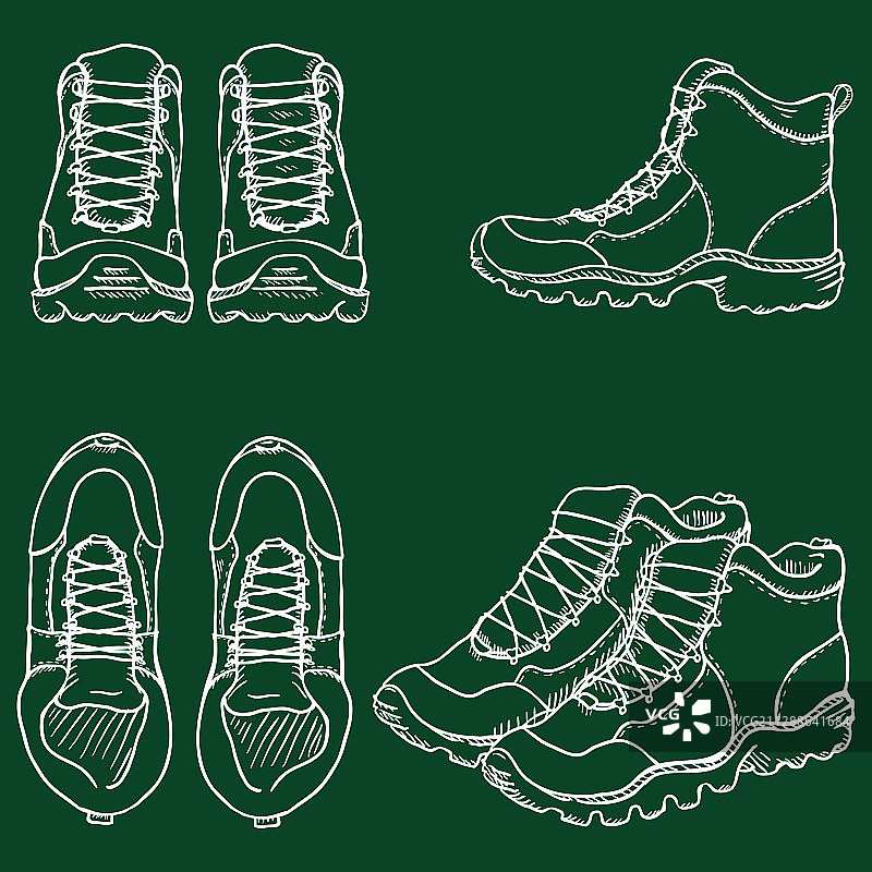 粉笔素描 - 极限登山靴图片素材