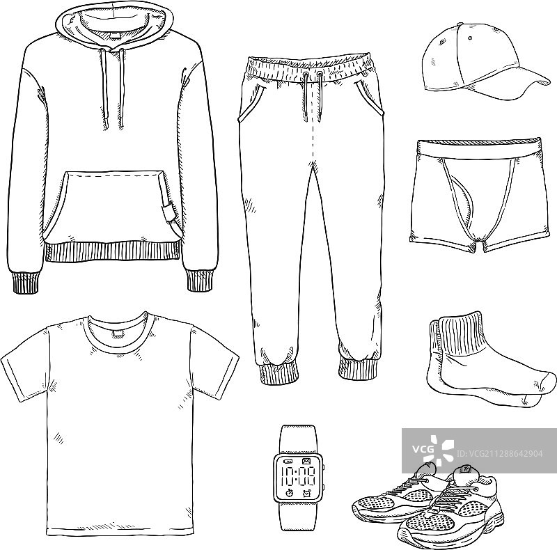 男士服装素描套装图片素材