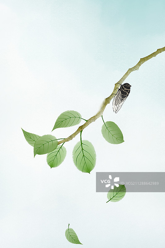 立夏中国风二十四节气插画图片素材