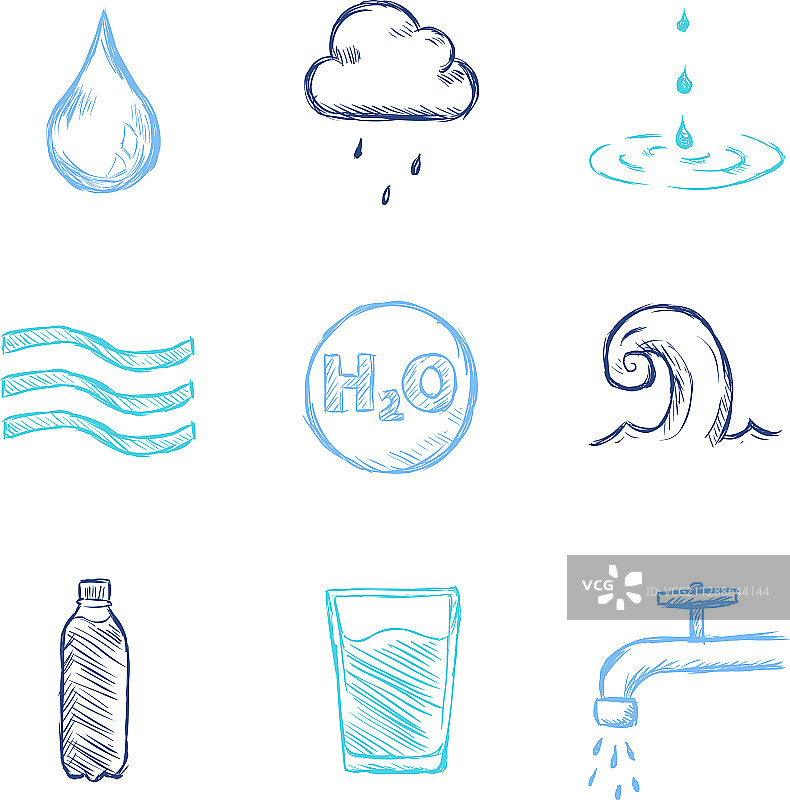 彩色素描水彩图标合集图片素材