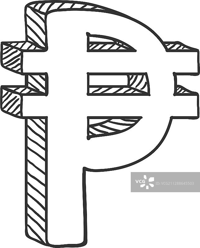 黑色菲律宾货币比索符号素描图片素材