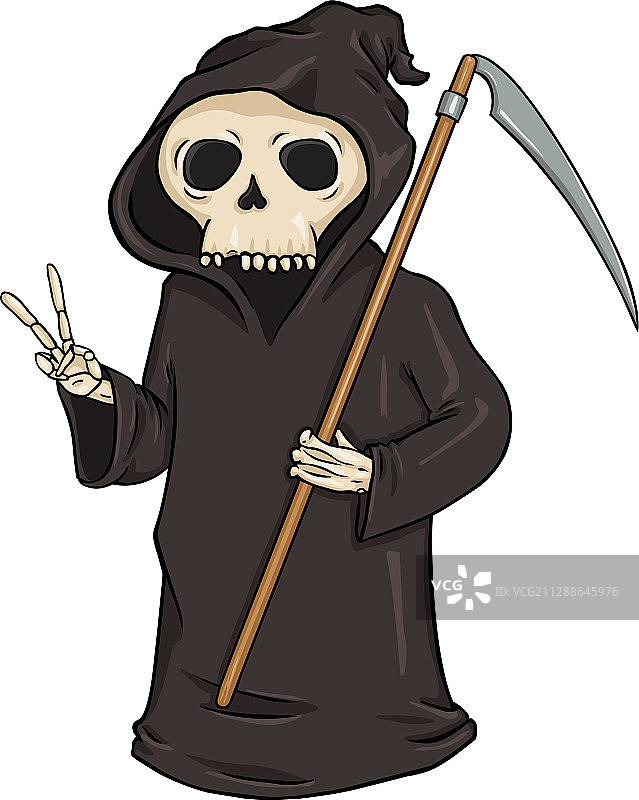 卡通万圣节角色 - 持镰刀的死神图片素材
