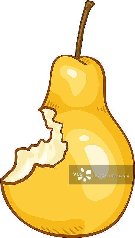 卡通咬过的黄色梨图片素材