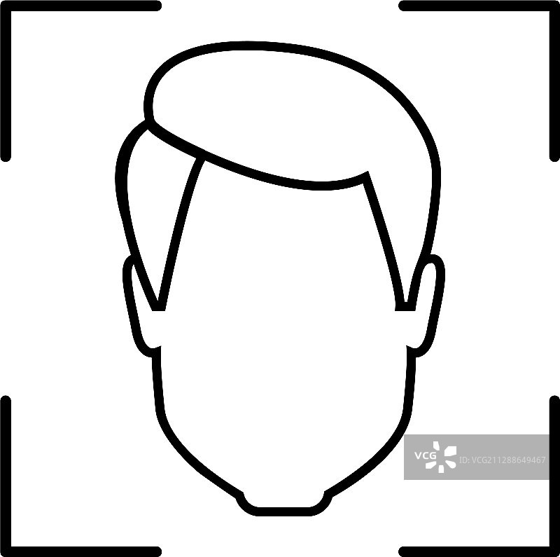 黑色描边人脸识别图标图片素材