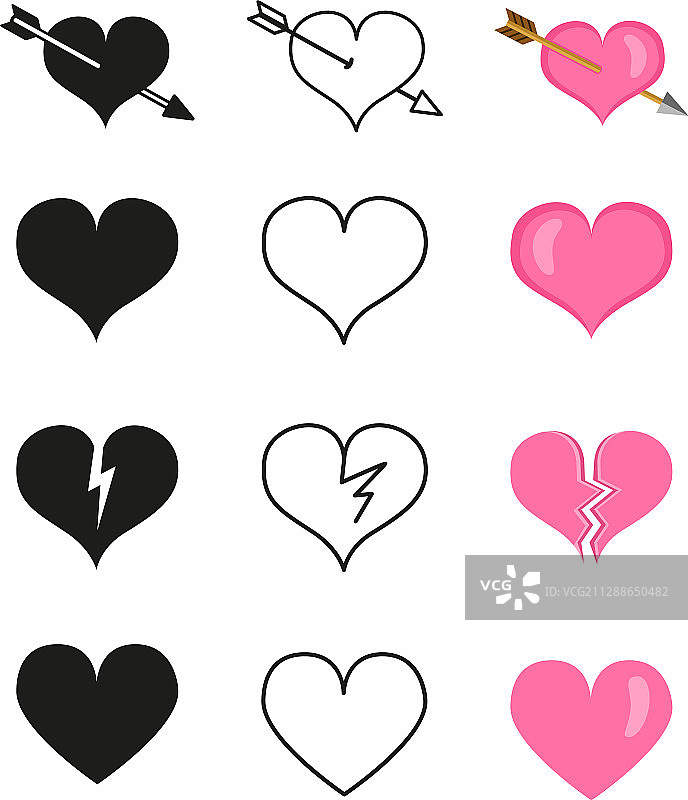 爱心图标合集图片素材
