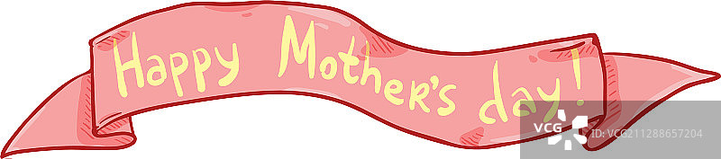 带文字的粉色丝带——母亲节快乐图片素材
