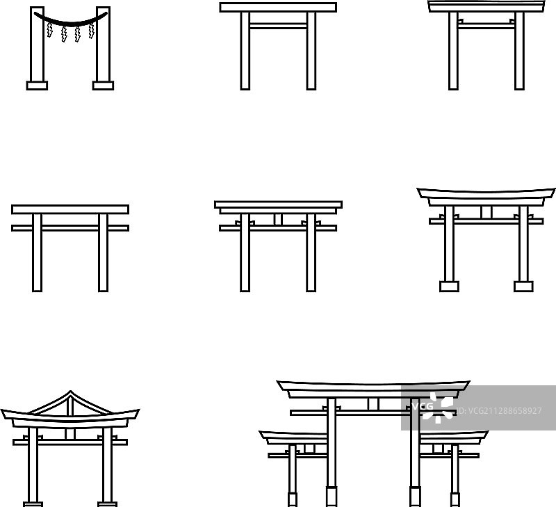 鸟居轮廓图标图片素材