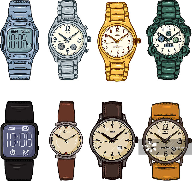 卡通彩色腕表集合图片素材