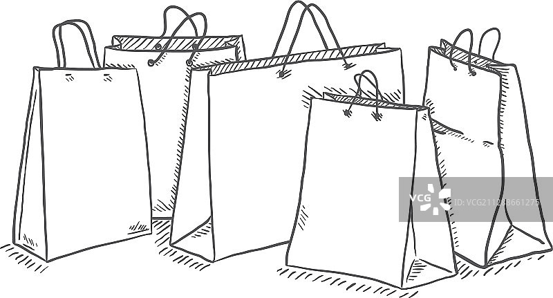 购物袋素描集图片素材