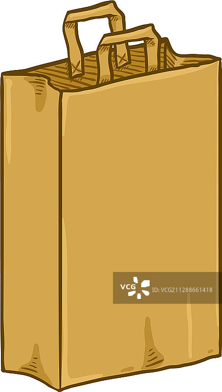 卡通棕色手柄纸袋图片素材