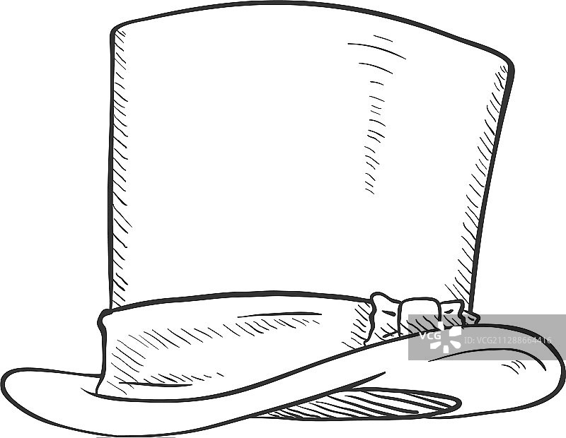 单只圆筒礼帽素描图片素材