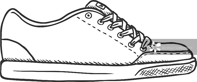 滑板鞋单侧视图速写图片素材