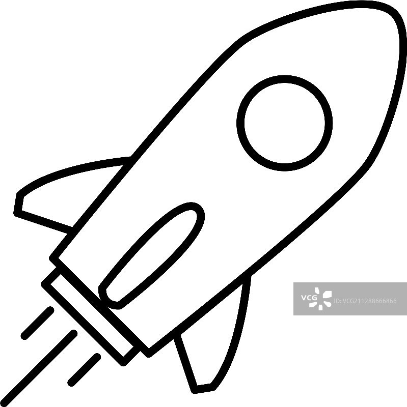 黑色轮廓图标 - 飞行太空火箭图片素材