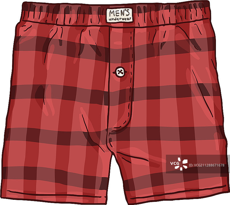 卡通红色格子男士内裤图片素材
