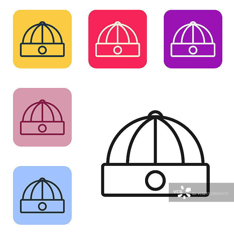 白色背景上的黑色中国帽子图标图片素材