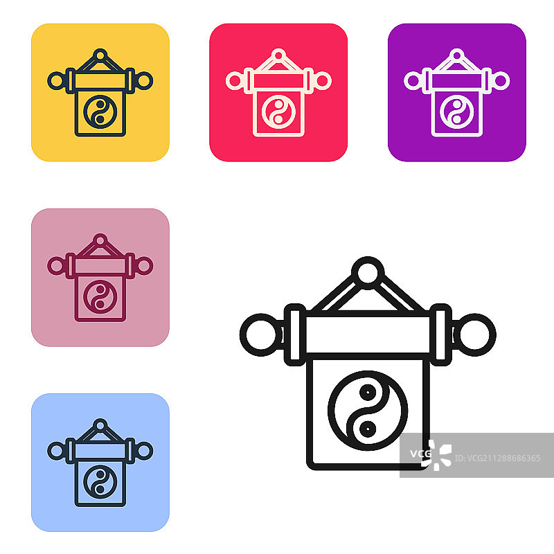 黑色线条阴阳符号和谐平衡图片素材