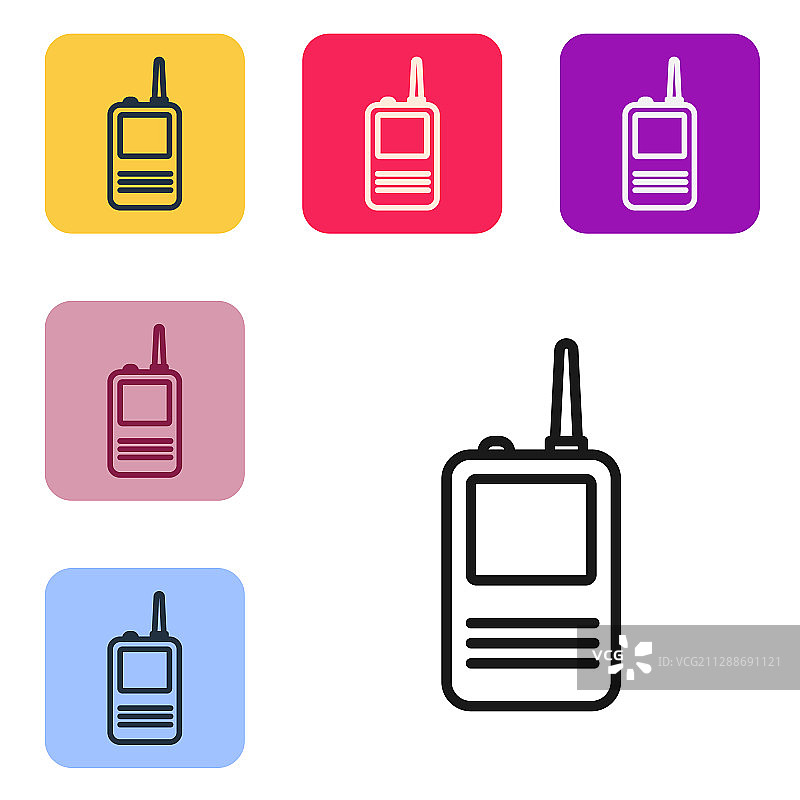 白色背景上的黑色线条对讲机图标图片素材