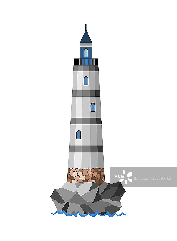 扁平风格灯塔卡通风景图片素材