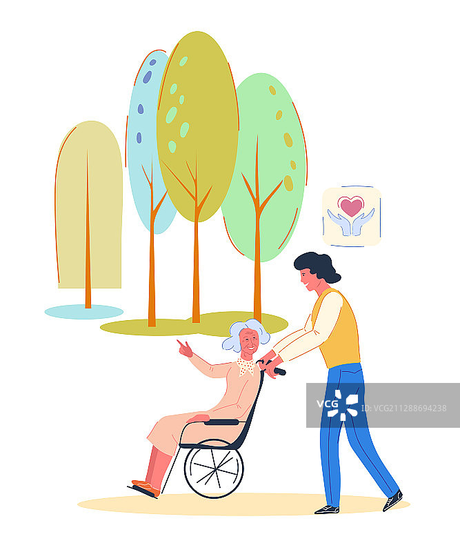 志愿者与残疾老年妇女同行图片素材