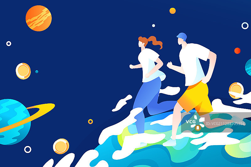 跑步健身运动减肥运动会学生冲刺健康背景矢量插画图片素材