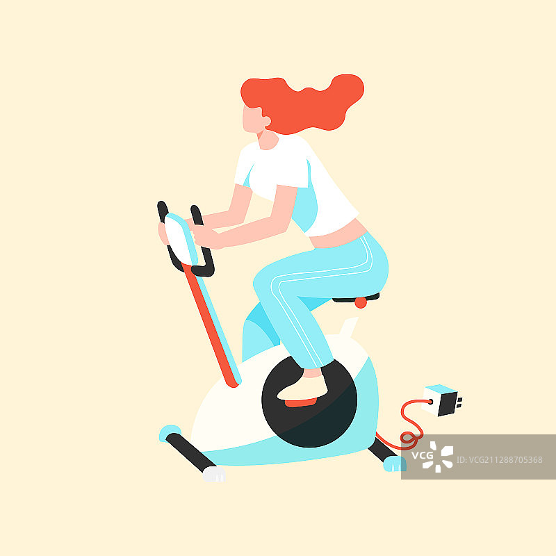 运动训练健身减肥动感单车瘦身活动矢量插画图片素材