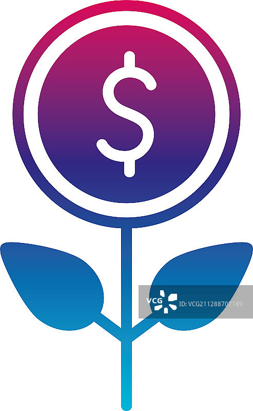 硬币花朵渐变线性风格图片素材