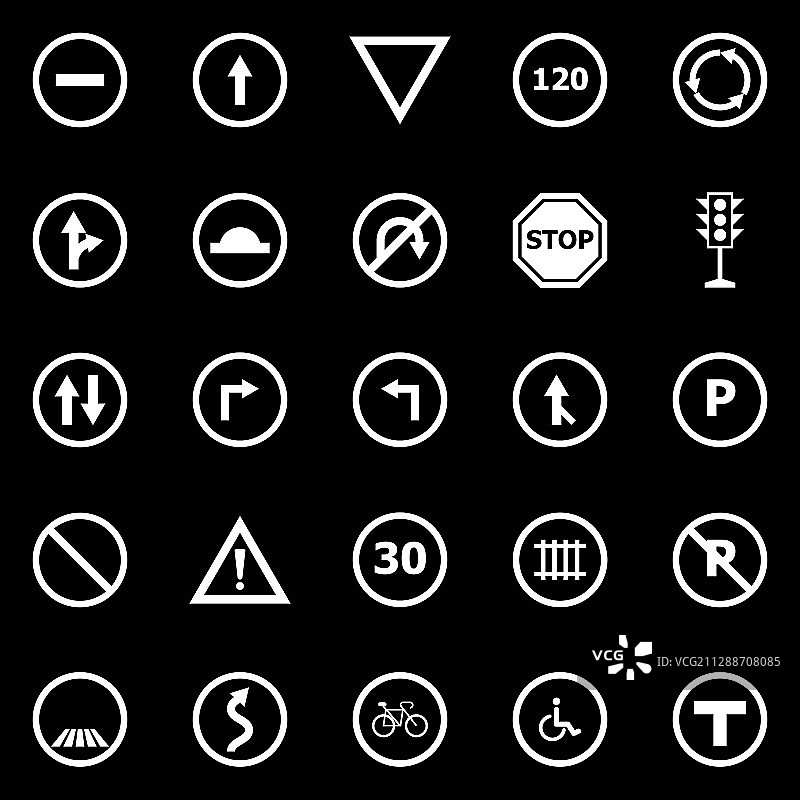 黑色背景上的路标图标图片素材