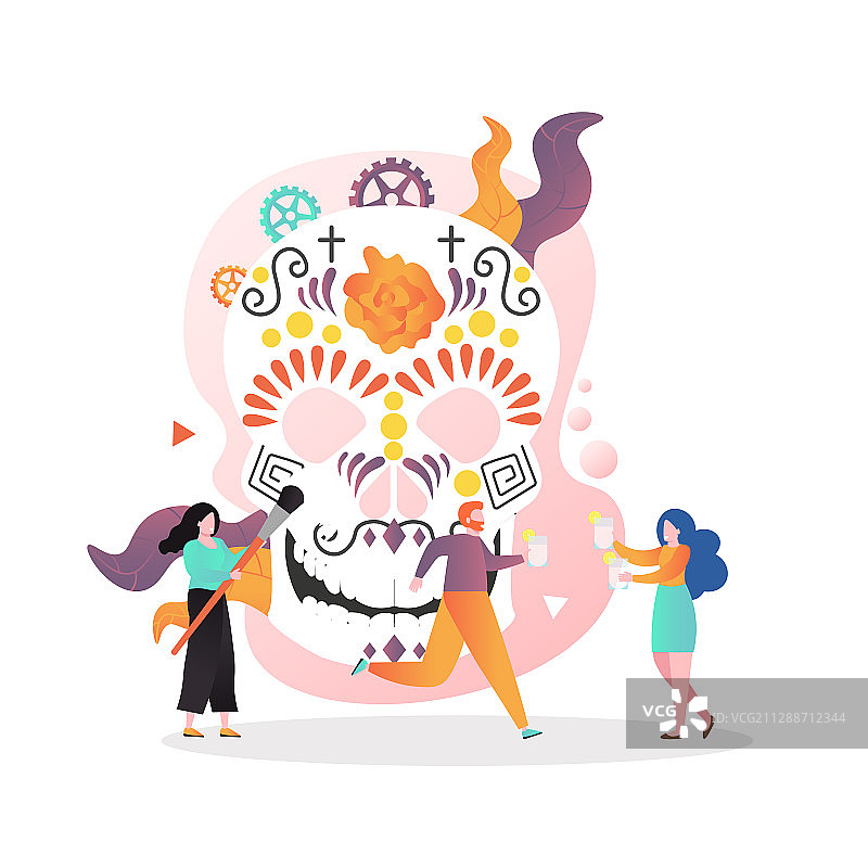 用于Web banner的墨西哥骷髅概念图片素材