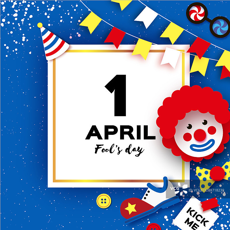 愚人节滑稽小丑红色假发踢我图片素材