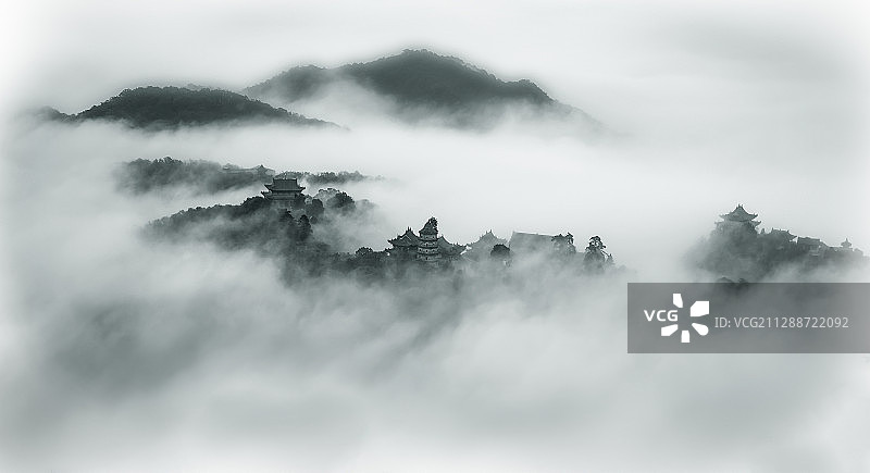 水墨崆峒山图片素材