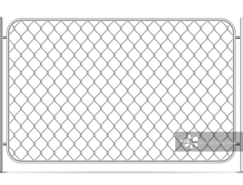 白色背景上的无缝光面金属链环围栏图片素材