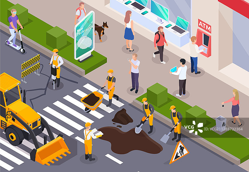 2.5D道路施工场景图片素材