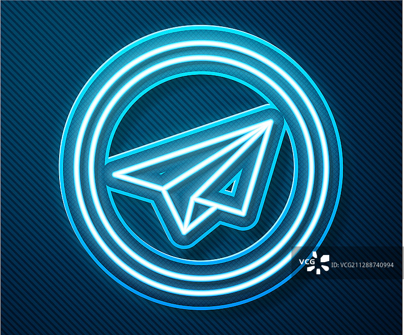 发光霓虹灯纸飞机隔离图标图片素材