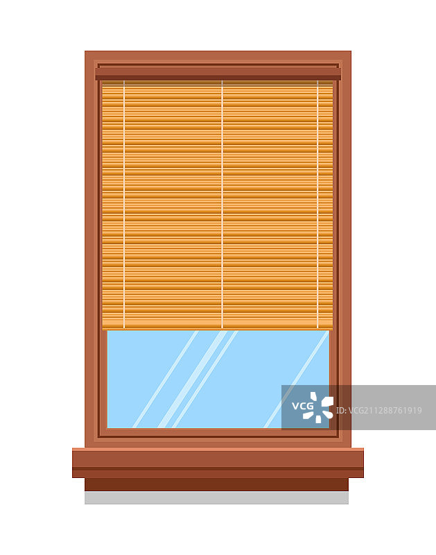 木窗上的窗帘或竹帘图片素材