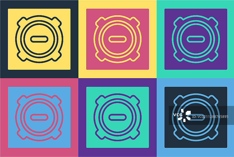 波普艺术风格井盖下水道盖彩色图标图片素材