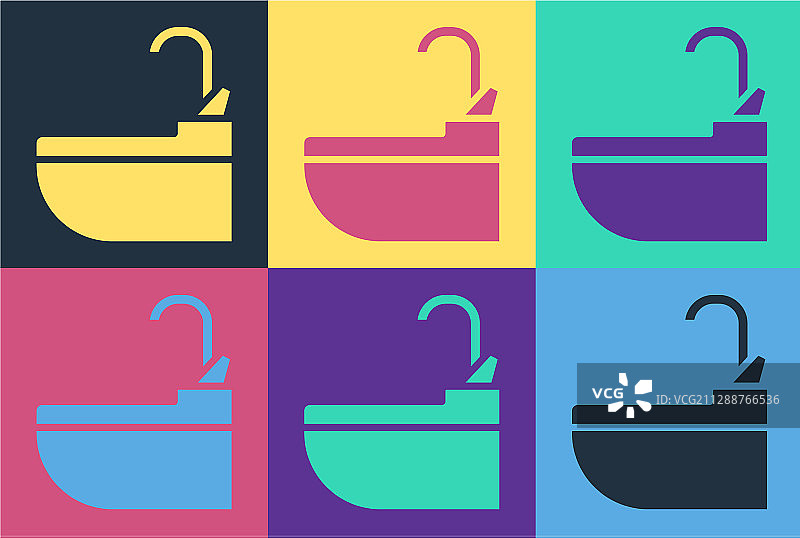 波普艺术水龙头洗脸盆图标图片素材