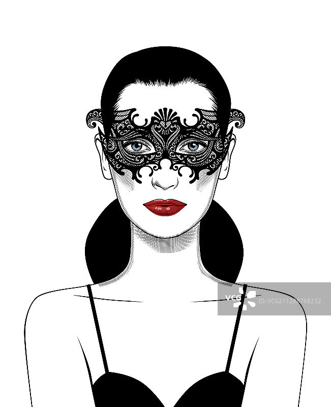 戴着狂欢节面具的漂亮女孩图片素材