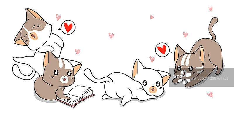 贺卡中的可爱猫咪banner图片素材