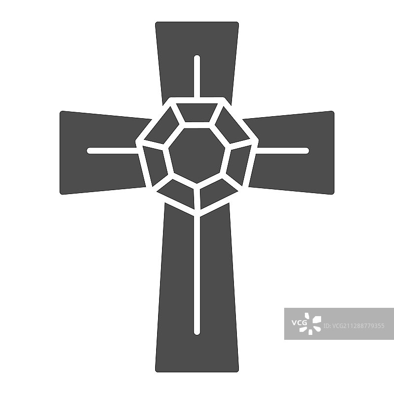 珠宝十字架吊坠实心图标图片素材