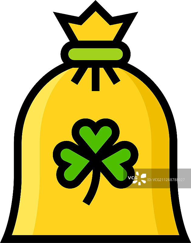 带三叶草符号的钱袋图标图片素材